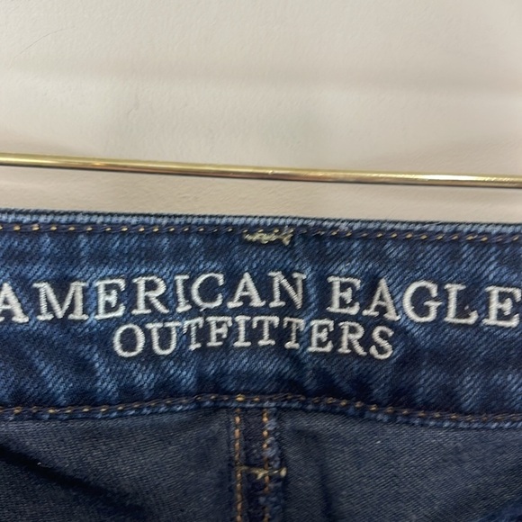 American Eagle Retro Low Rise Straight Stretch Jeans Blue Dark Wash Denim 10 L - Picture 5 of 9